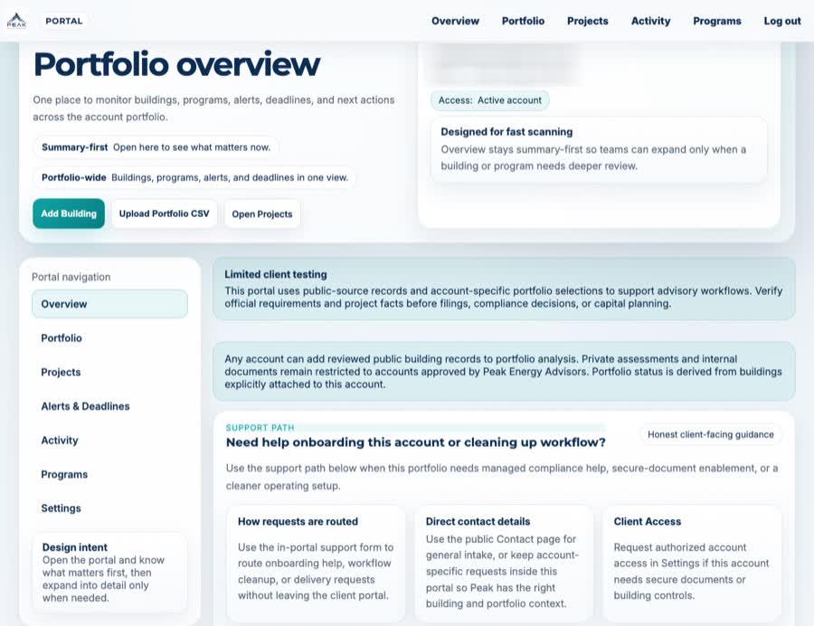 Client Portal overview screenshot